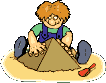 אנימציה ילד משחק בחול