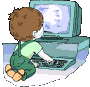 אנימציה ילד משחק במחשב