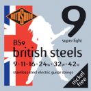 סט מיתרים לחשמלית 0.09 רוטוסונד ROTOSOUND BRITISH STEEL BS9